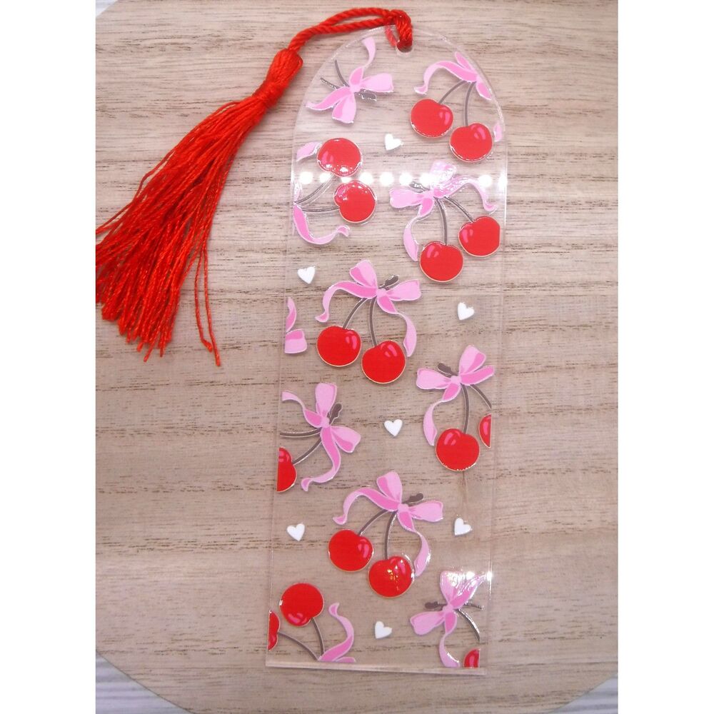Bookmark Pink & Red w/ Cherries